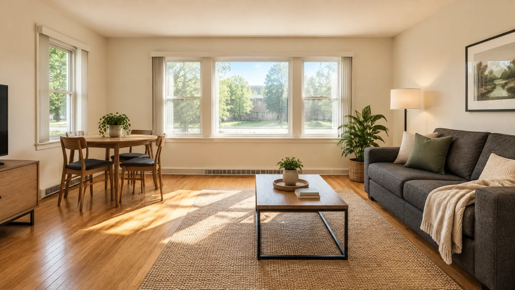 Bright, well-maintained Reserve apartment living room in Cedar Rapids, Iowa